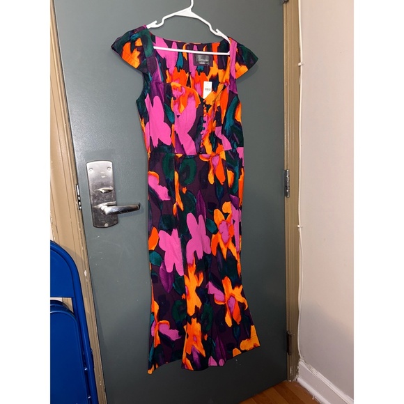 RARE sz L Maeve Cecily fit & flare sweetheart Colorful Midi Dress Anthropologie - Picture 3 of 6
